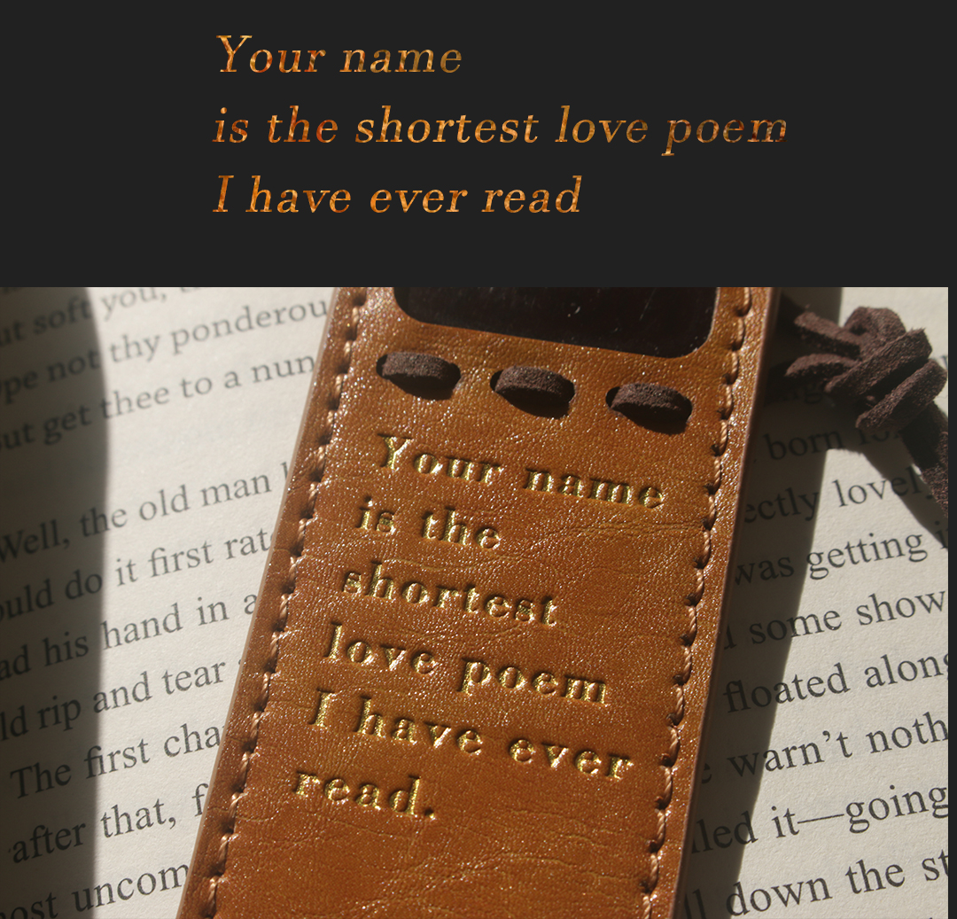 Gold foil stamped lettering on leather